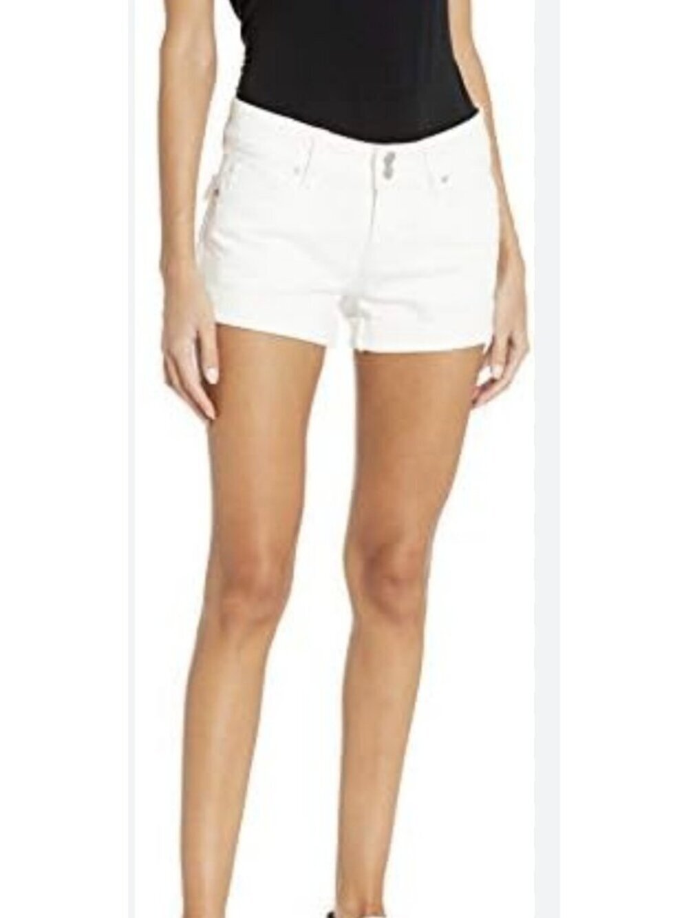 Hudson Jeans Ruby Short Women 30 White Denim Cuffed Mid Thigh Flap Pocket